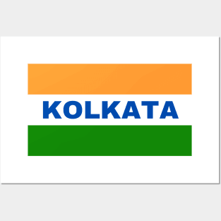 Kolkata City in Indian Flag Posters and Art